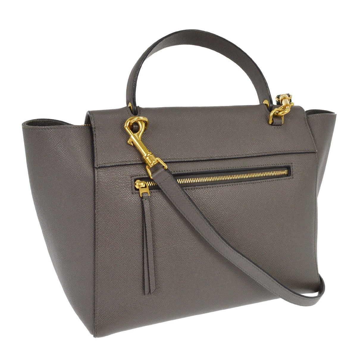 Celine Belt Bag Textured Leather, GRAY, LEATHER, Handbag