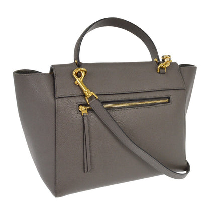 Celine Belt Bag Textured Leather, GRAY, LEATHER, Handbag