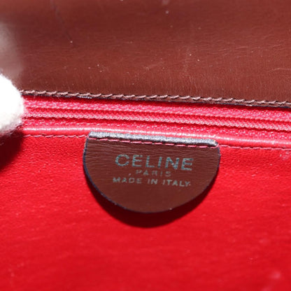 Celine Circle Logo Shoulder Bag Leather, BROWN, LEATHER, Shoulder bag