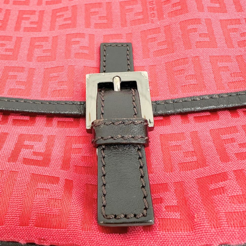 Fendi Flap Crossbody Bag Zucca Canvas, RED, CANVAS, Shoulder bag