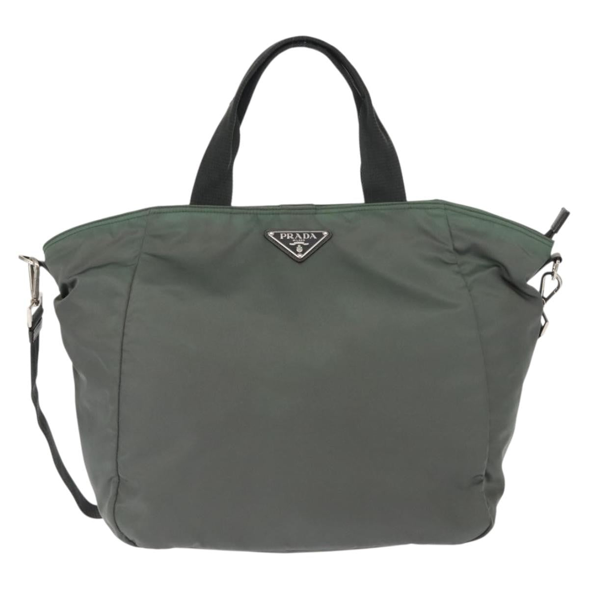 Prada Vela Convertible Tote Tessuto, Khaki, Nylon, Tote Bag