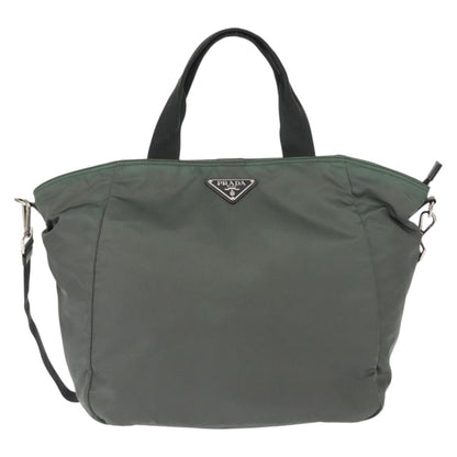 Prada Vela Convertible Tote Tessuto, Khaki, Nylon, Tote Bag