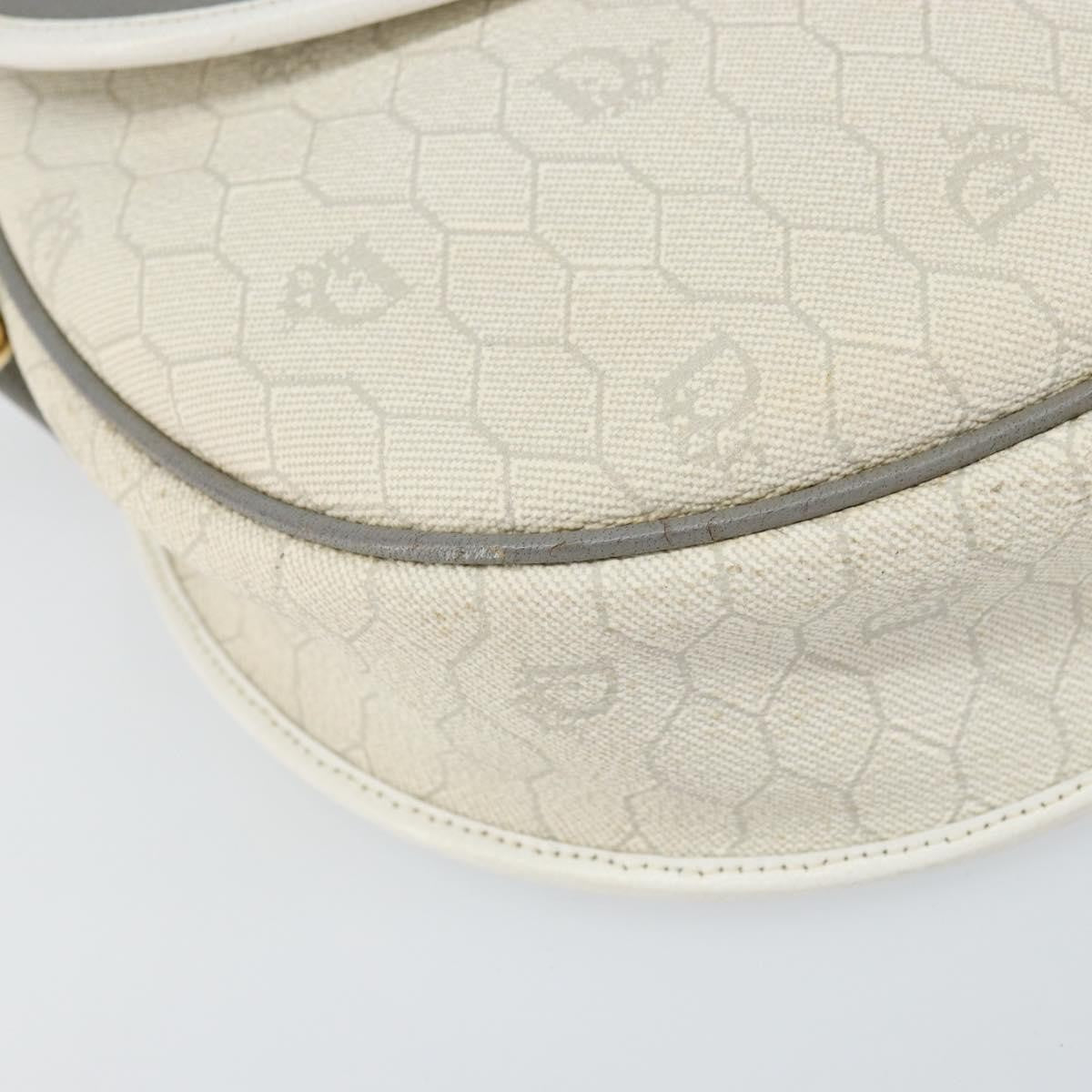 Christian Dior Vintage Honeycomb Flap Crossbody Bag Canvas and Leather, WHITE, CANVAS, Shoulder bag