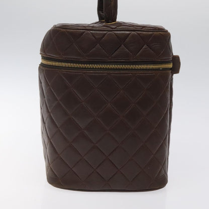 Chanel Vanity pouch Leather, BROWN, LEATHER, Toiletry Case