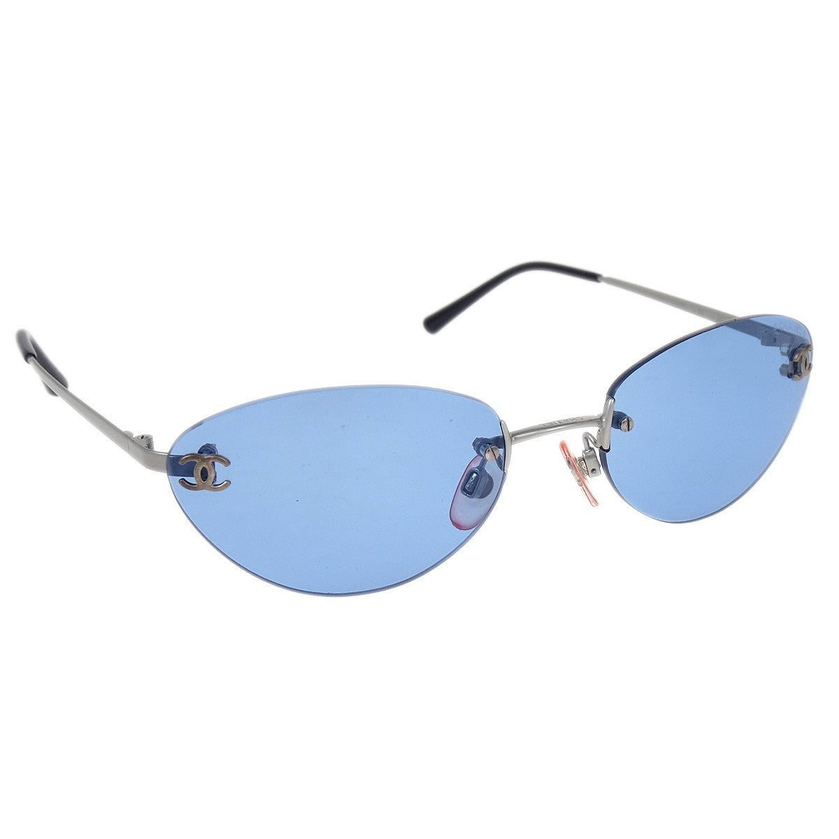 Chanel Logo CC Sunglasses Metal, BLUE, MESH, Sunglasse