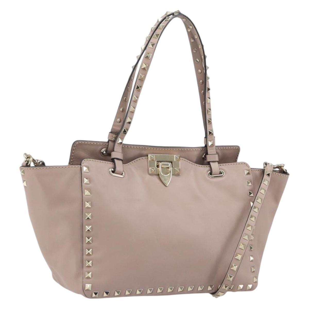 Valentino Garavani Rockstud Tote Soft Leather, PINK, LEATHER, Tote bag
