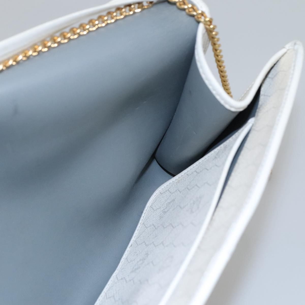 Christian Dior Vintage Honeycomb chain Canvas, WHITE, CANVAS, Handbag