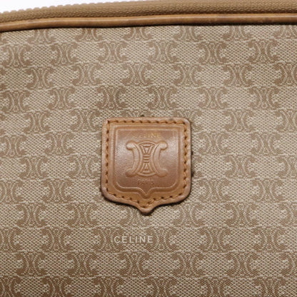 Celine Vintage Macadam Shoulder Bag Canvas and Leather, BEIGE, CANVAS, Shoulder bag