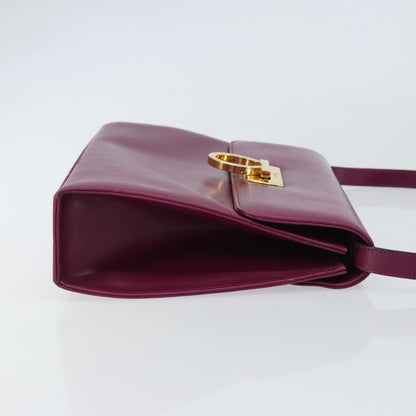 Salvatore Ferragamo Gancini Shoulder Bag Leather, PURPLE, LEATHER, Shoulder bag
