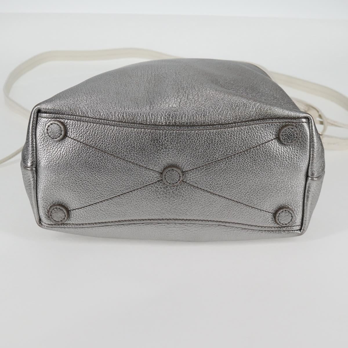 Miu Miu Drawstring Satchel Leather, SILVER, LEATHER, Handbag