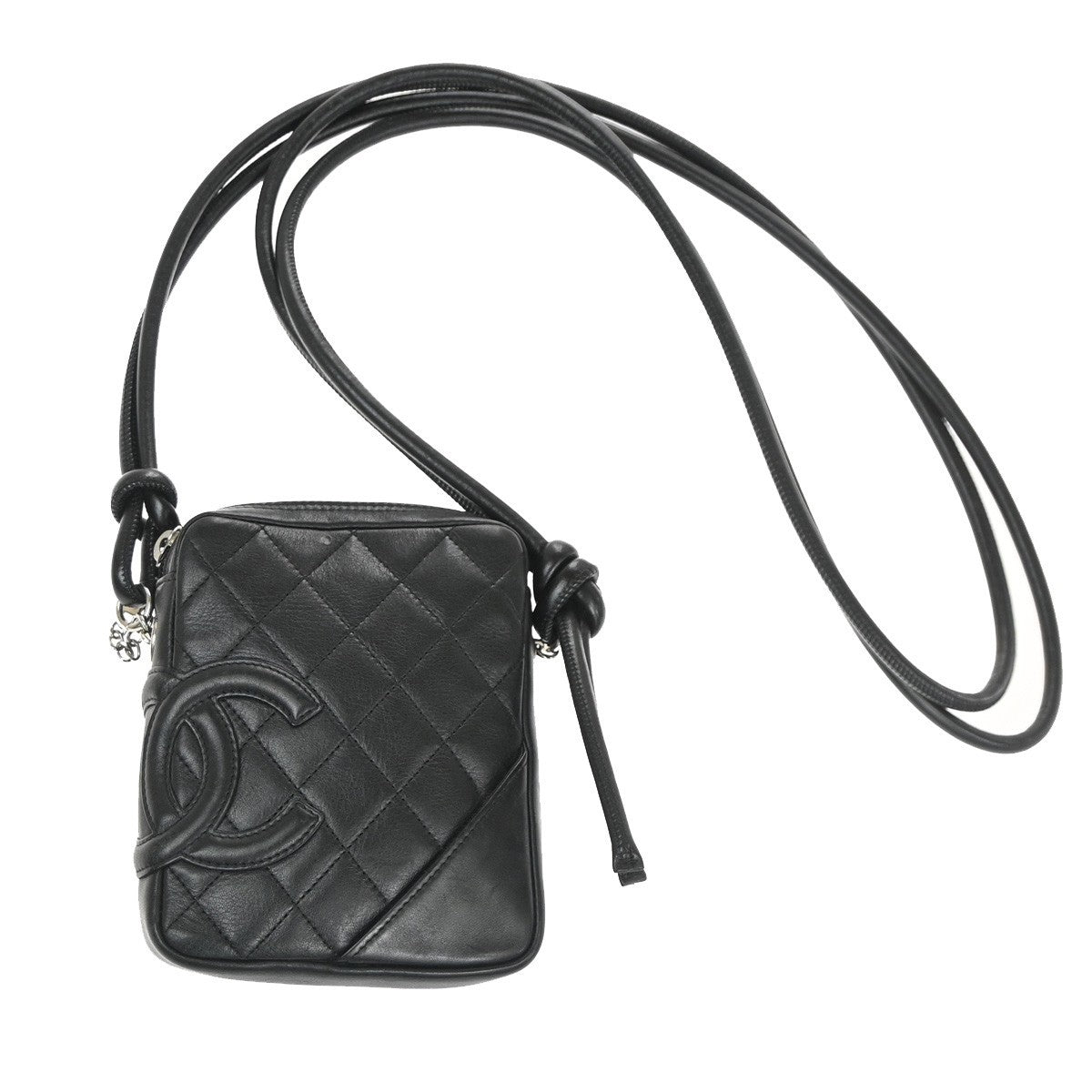 Chanel Cambon Pochette Quilted Leather, Black, Leather, Shoulder Bag
