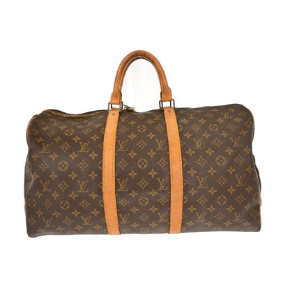 Louis Vuitton Keepall Bag Monogram Canvas, BROWN, CANVAS,LEATHER, Handbag