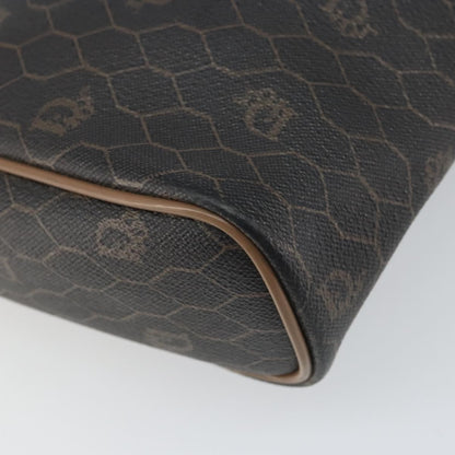 Christian Dior Vintage Honeycomb Zip Pouch Canvas and Leather, BLACK, CANVAS, Clutche & pouche