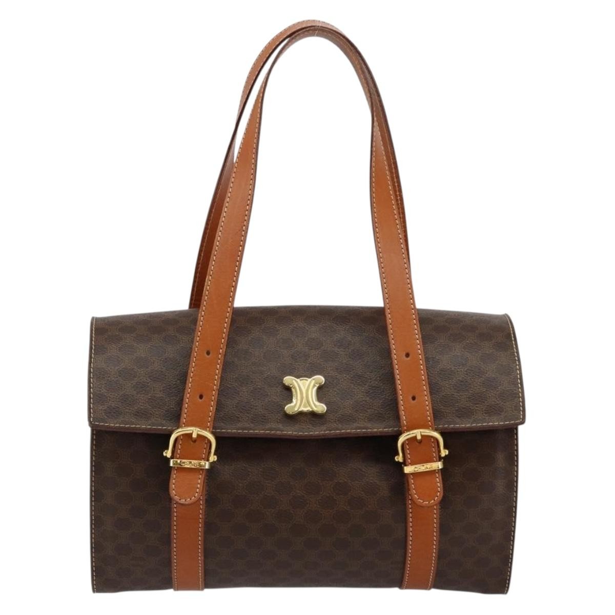 Celine Vintage Macadam Handbag Macadam, BROWN, CANVAS, Handbag