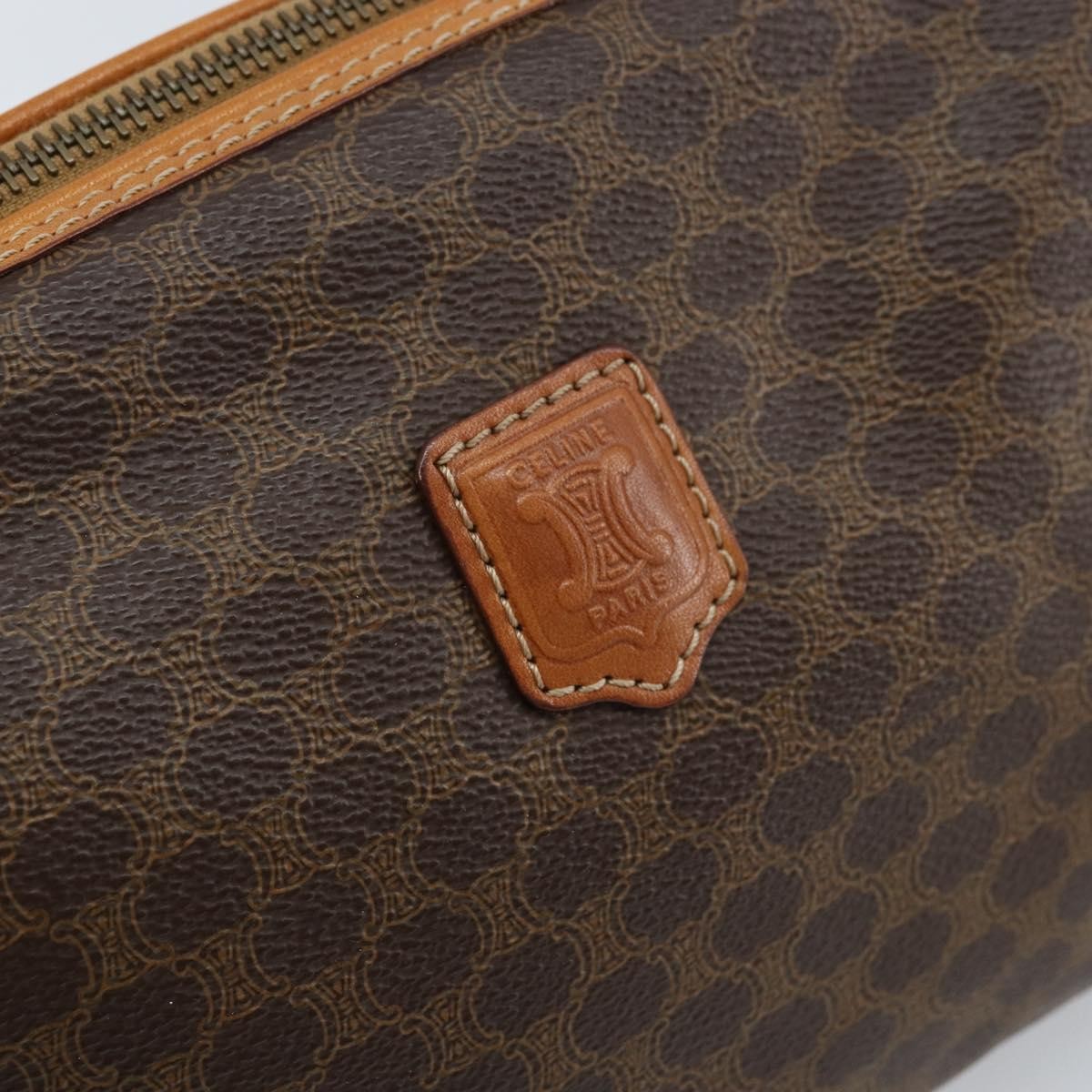 Celine Macadam Pochette Canvas and Leather, Brown, Canvas, Clutch