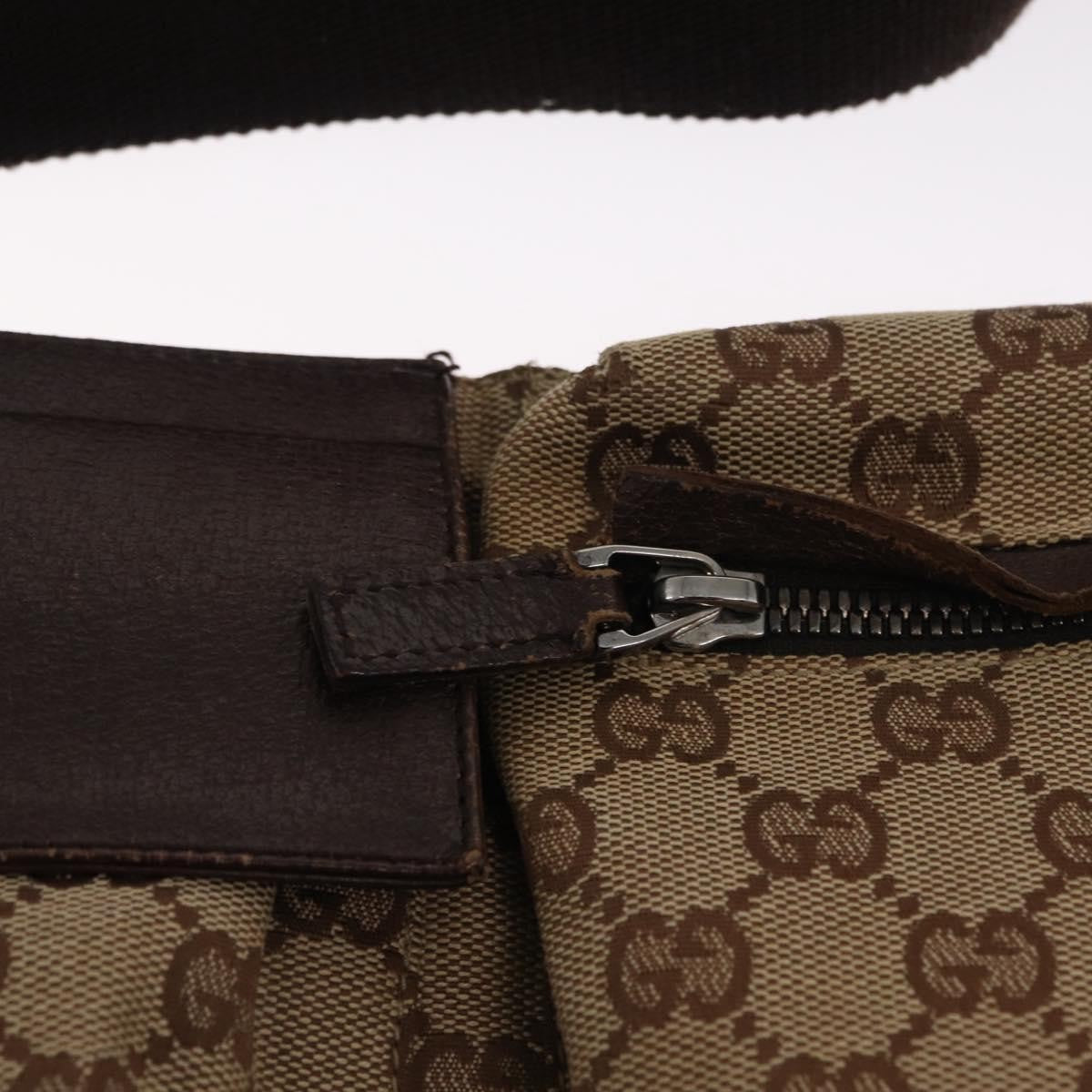 Gucci Vintage Double Belt Bag GG Canvas with Leather, BEIGE, CANVAS, Clutche & pouche