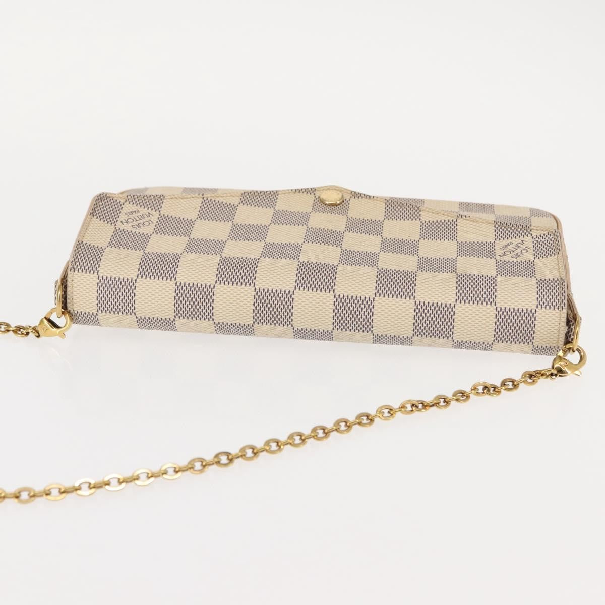 Louis Vuitton Felicie Pochette Damier, WHITE, CANVAS, Clutche & pouche