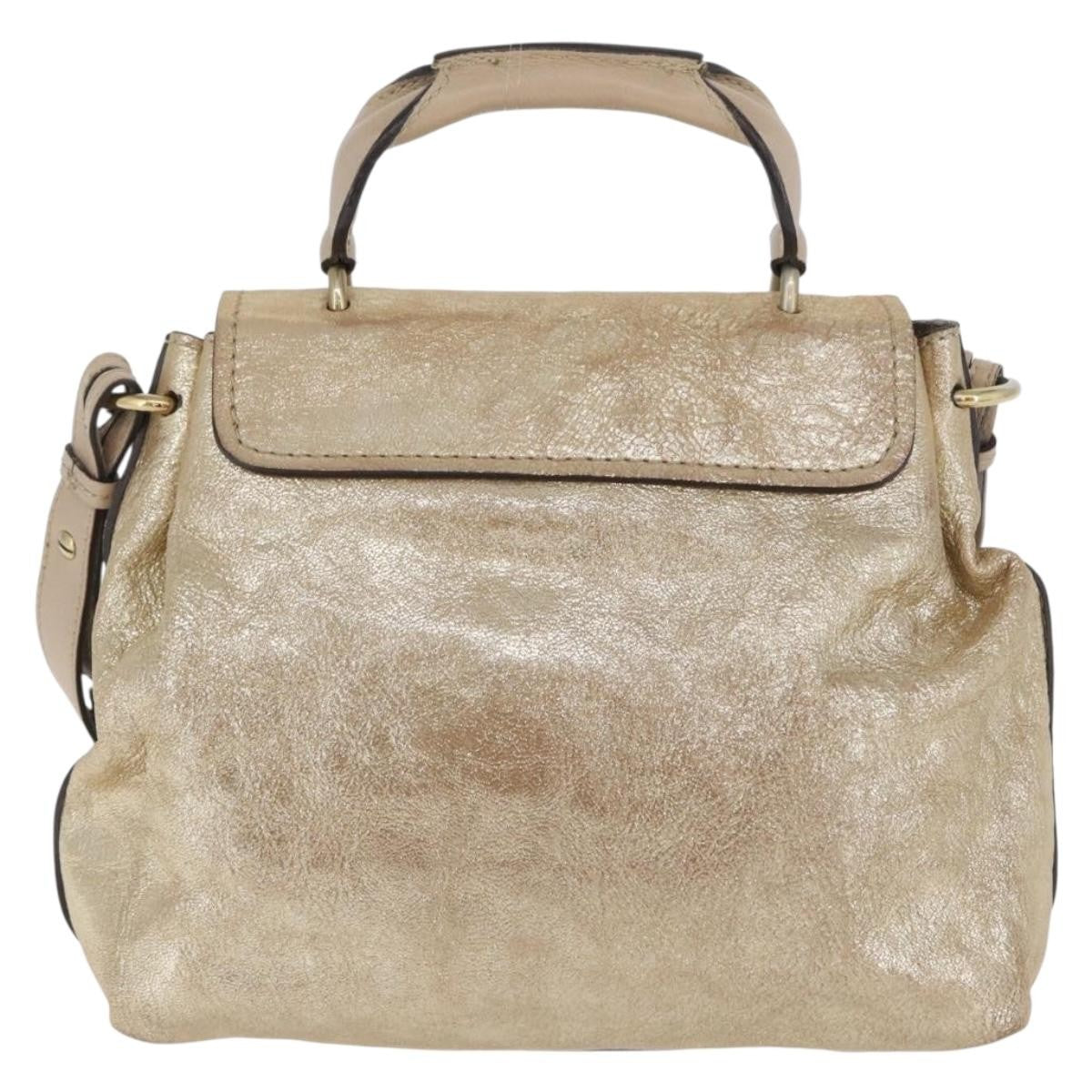 Chloe Elsie Convertible Satchel Leather, Gold, Leather, Handbag