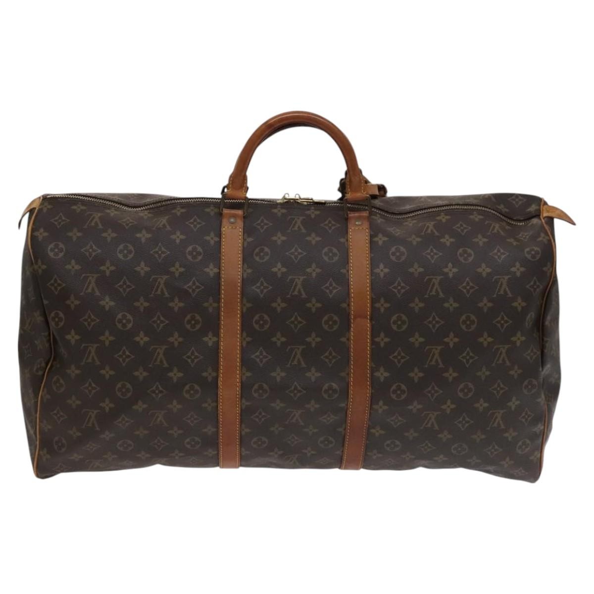 Louis Vuitton Keepall Bag Monogram Canvas, BROWN, CANVAS, Travel bag