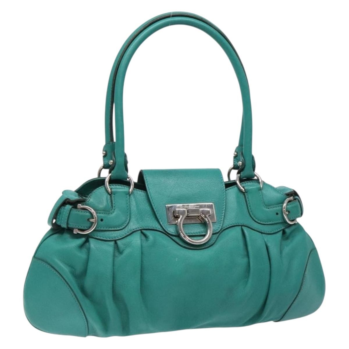 Salvatore Ferragamo Marisa Satchel Leather, GREEN, LEATHER, Handbag