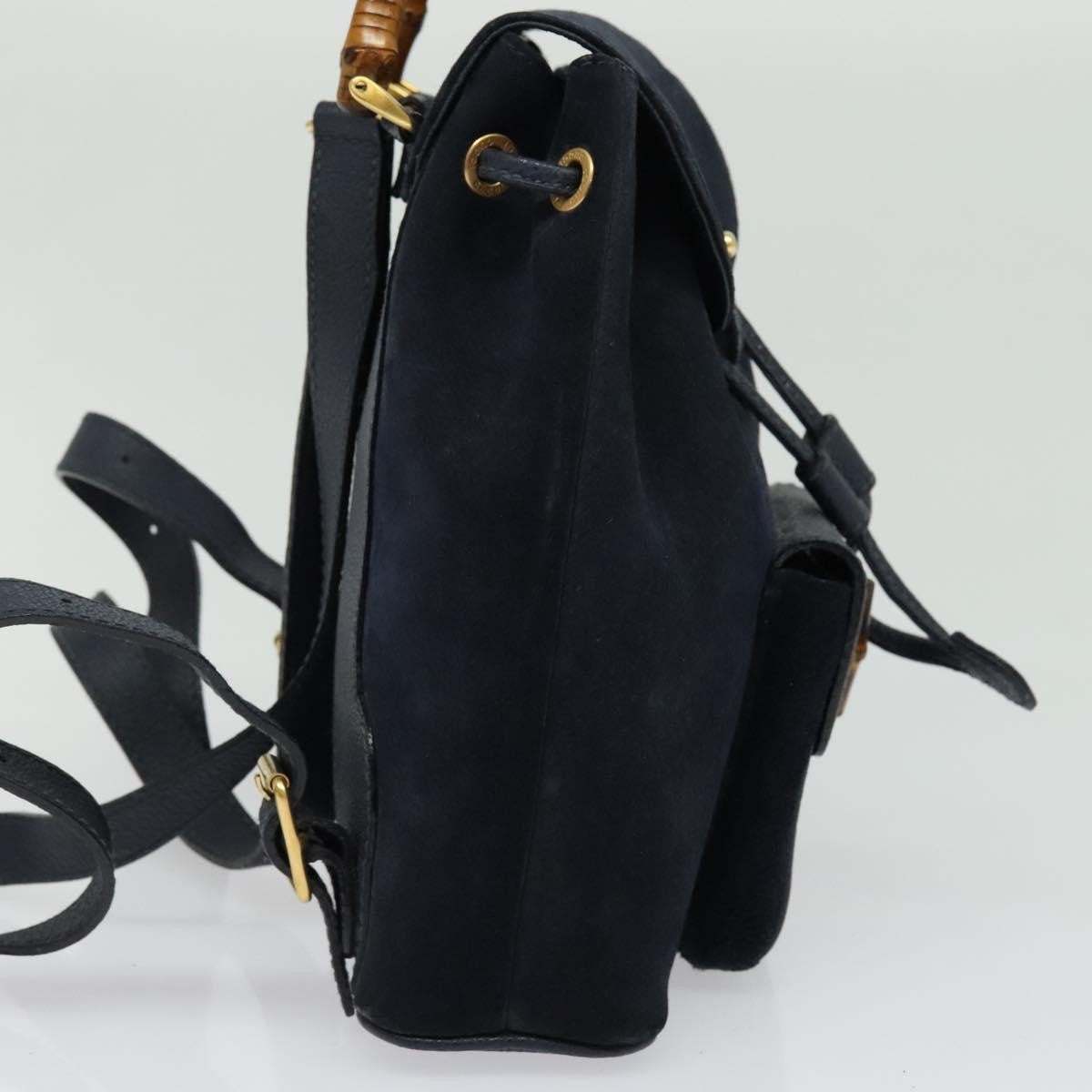 Gucci Gucci bamboo backpack daim, NAVY, SUEDE, Backpack