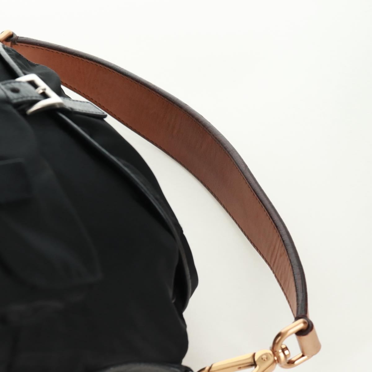 Prada Double Pocket Drawstring Shoulder Bag Tessuto, Black, Nylon, Shoulder Bag