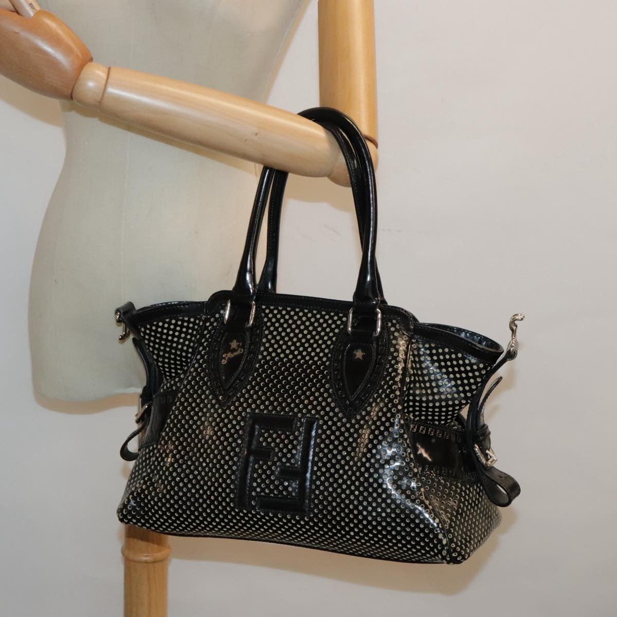Fendi Bag Du Jour Perforated Leather, BLACK, LEATHER, Handbag