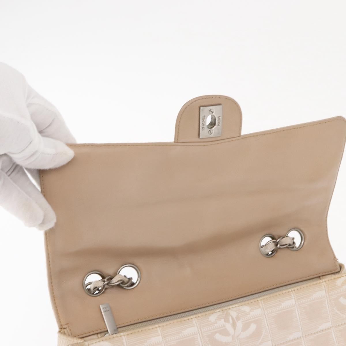 Chanel Travel Line Flap Bag Canvas, BEIGE, CANVAS, Shoulder bag