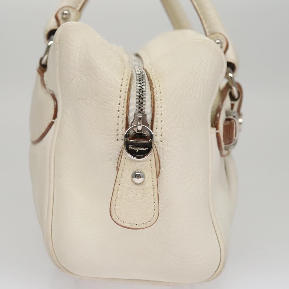 Salvatore Ferragamo Gancini Buckle Shoulder Bag Leather, WHITE, LEATHER, Handbag
