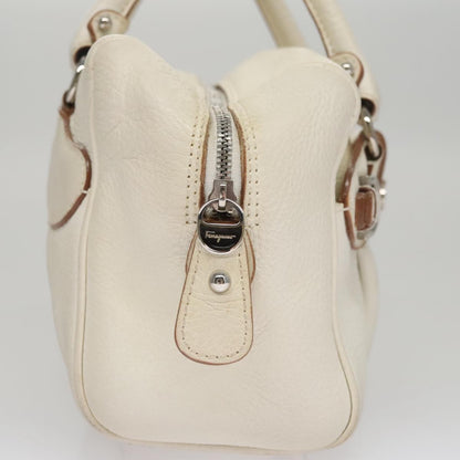 Salvatore Ferragamo Gancini Buckle Shoulder Bag Leather, WHITE, LEATHER, Handbag