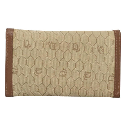 Christian Dior Vintage Honeycomb Flap Wallet Coated Canvas, BEIGE, CANVAS, Wallets