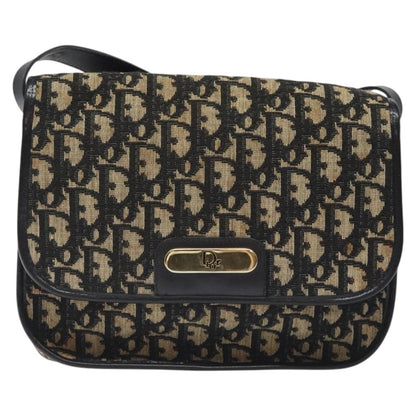 Christian Dior Vintage Flap Crossbody Bag Canvas, BLACK, CANVAS, Shoulder bag