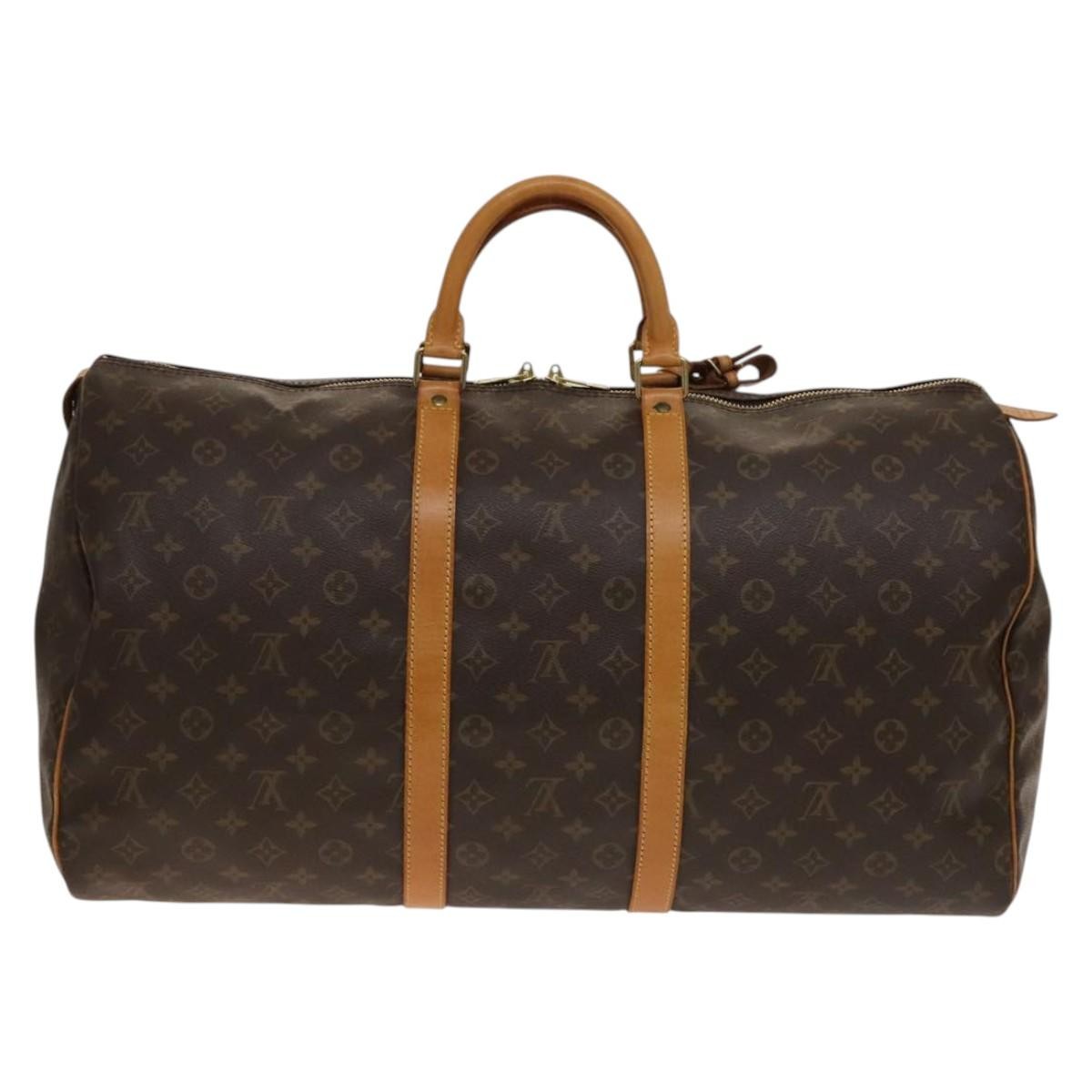 Louis Vuitton Keepall Bag Monogram Canvas, BROWN, CANVAS, Travel bag