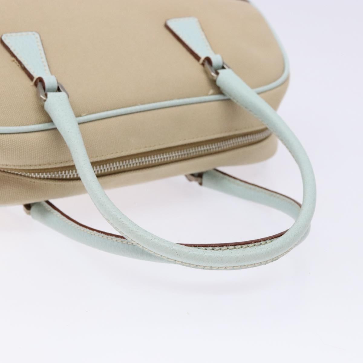 Prada Bauletto Bag Canvas with Leather, BEIGE, CANVAS, Handbag