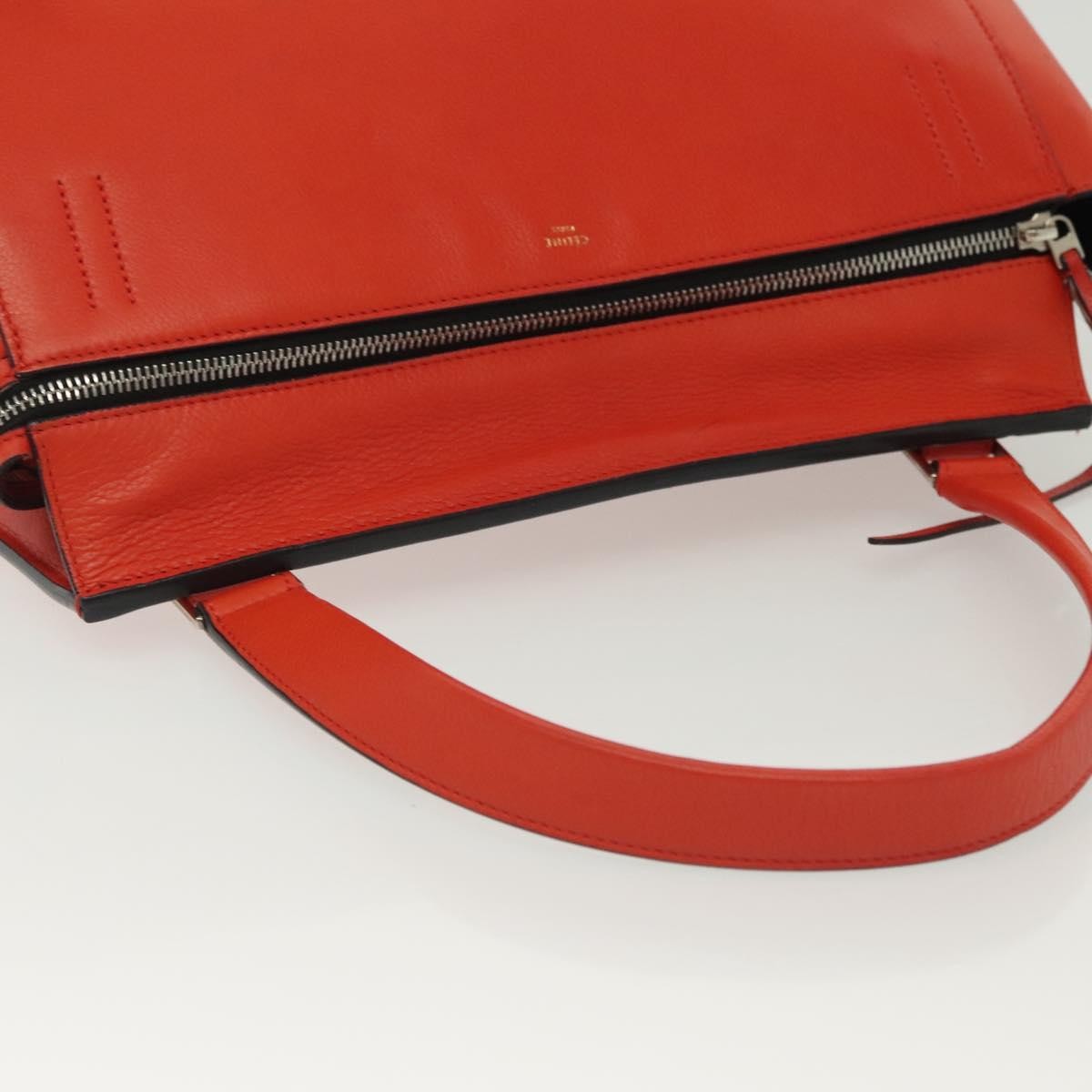 Celine Edge Bag Leather, ORANGE, LEATHER, Handbag