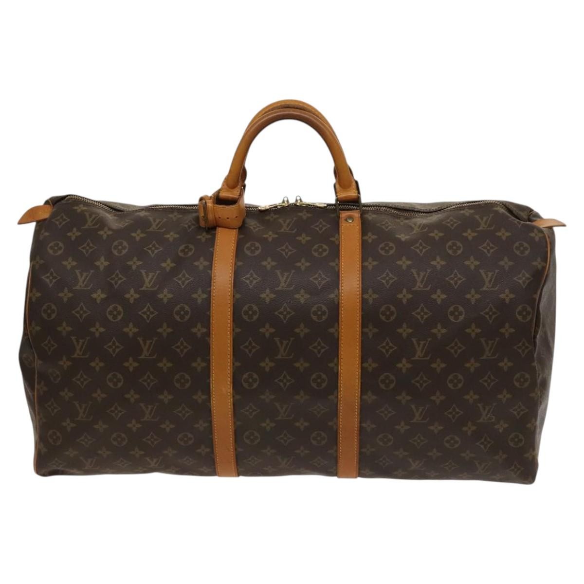 Louis Vuitton Keepall Bag Monogram Canvas, BROWN, CANVAS, Travel bag