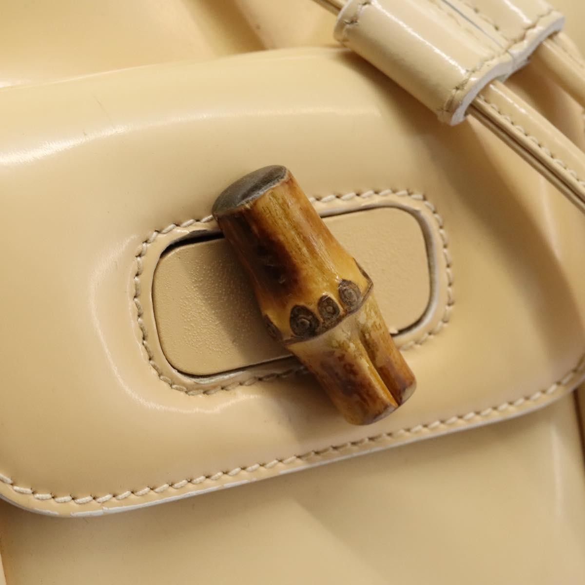 Gucci Vintage Bamboo Backpack Patent, Beige, Patent Leather, Backpack