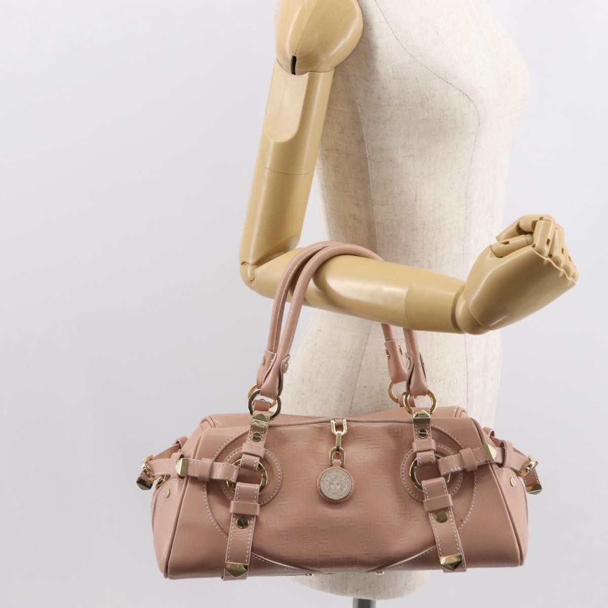 Versace Vintage Medusa Belt Bag Leather, PINK, LEATHER, Handbag
