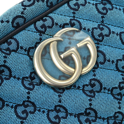 Gucci GG marmont Black leather, Blue, Canvas, Shoulder Bag