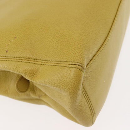 Chanel Vintage Logo Chain Tote Caviar, YELLOW, LEATHER, Tote bag