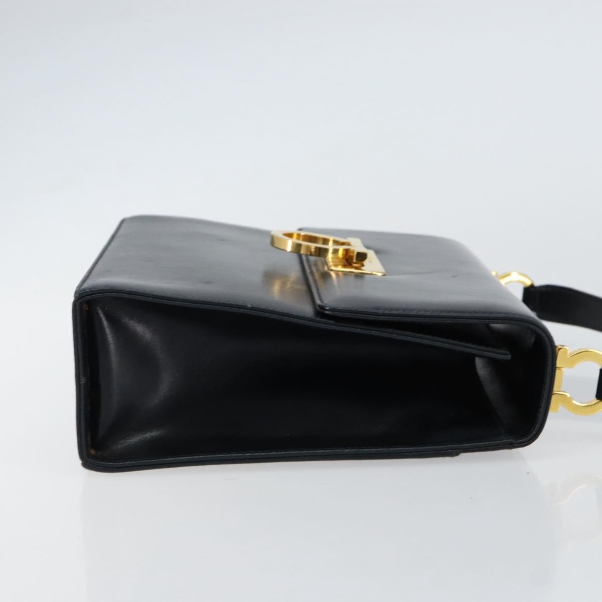 Salvatore Ferragamo Gancini Shoulder Bag Leather, NAVY, LEATHER, Shoulder bag