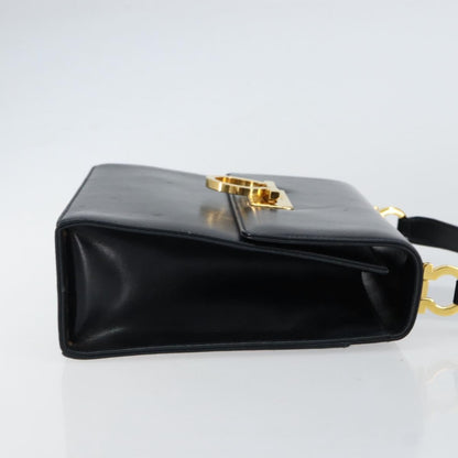 Salvatore Ferragamo Gancini Shoulder Bag Leather, NAVY, LEATHER, Shoulder bag