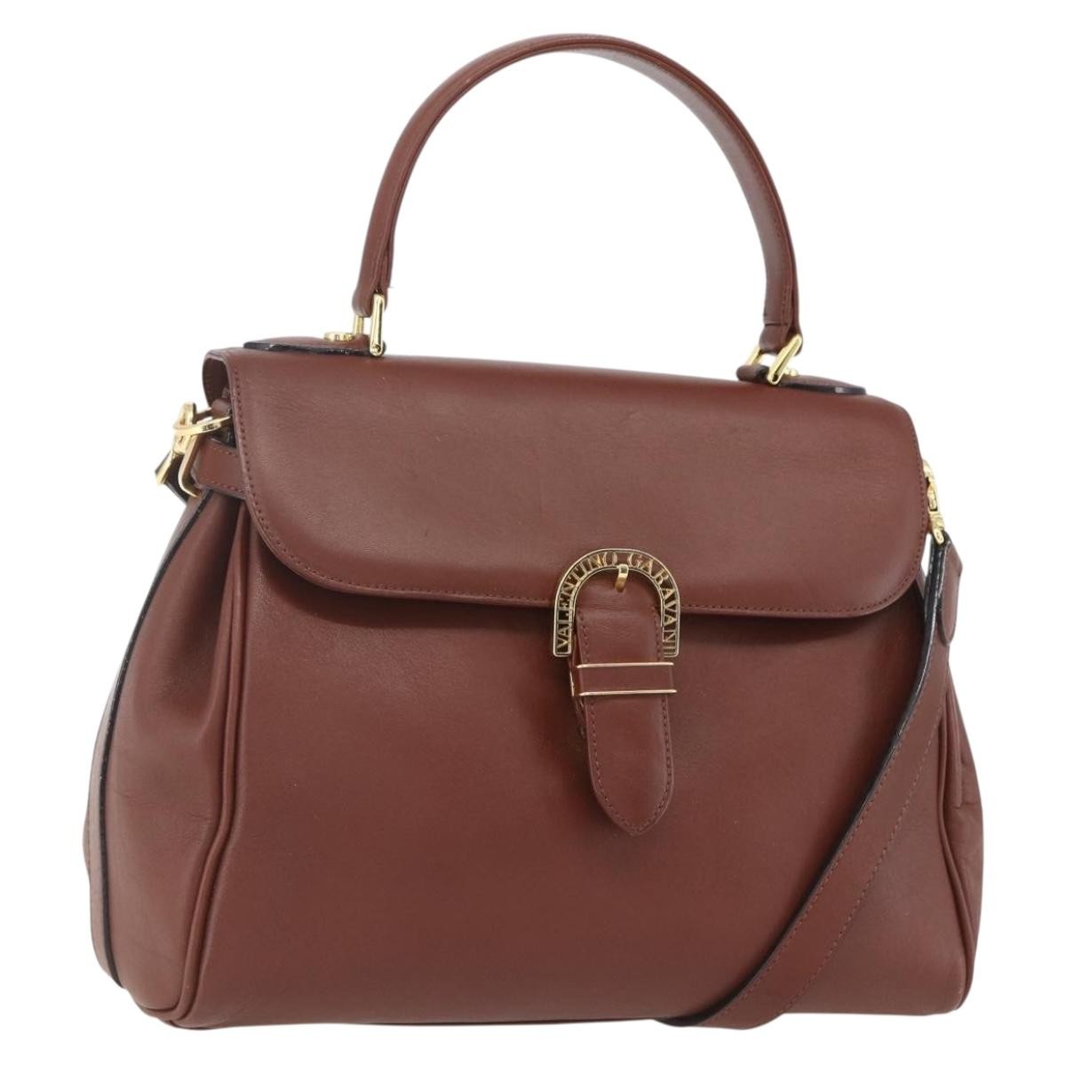 Valentino Garavani Vintage Handbag Leather, BROWN, LEATHER, Handbag