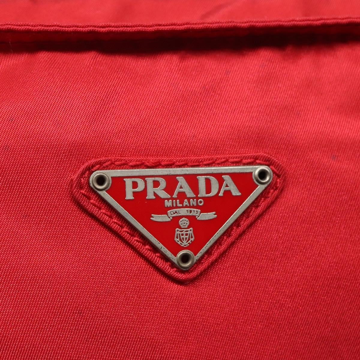 Prada Zip Top Messenger Bag Tessuto, RED, NYLON, Shoulder bag