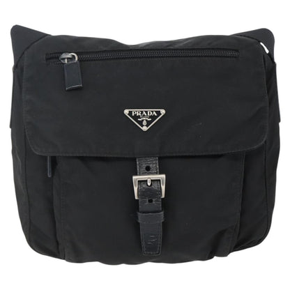 Prada Buckle Messenger Bag Tessuto, BLACK, NYLON, Crossbody bag