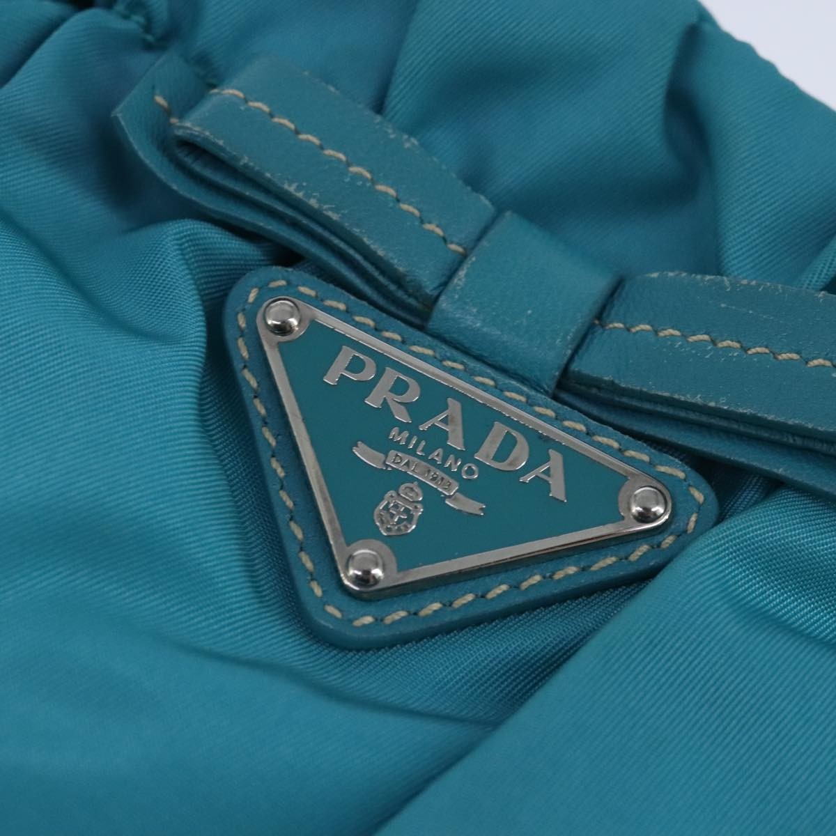 Prada Bow Convertible Tote Tessuto, BLUE, NYLON, Handbag