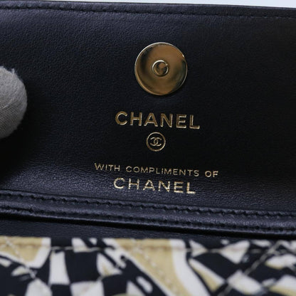 Chanel Flap Card Holder on Chain Quilted Printed Canvas, BEIGE, CANVAS, Shoulder bag