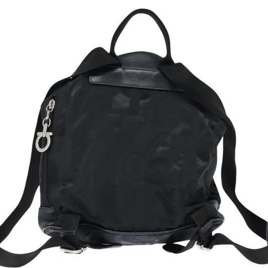 Salvatore Ferragamo Flap Buckle Backpack Printed Neoprene, BLACK, NYLON, Backpack