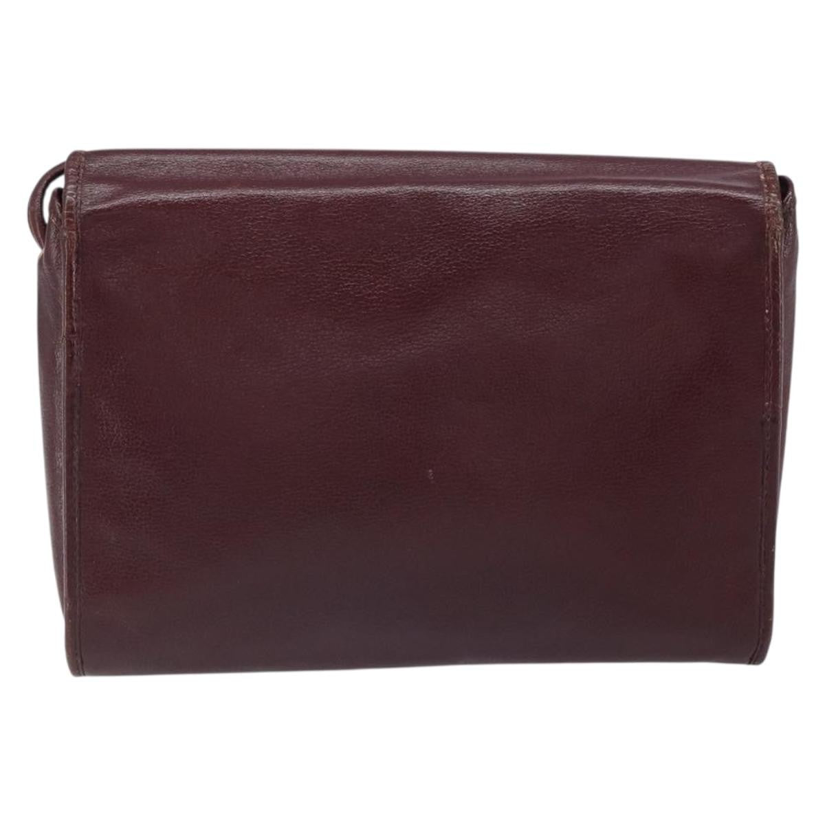Christian Dior Flap Shoulder Bag Leather, BURGUNDY, LEATHER, Shoulder bag
