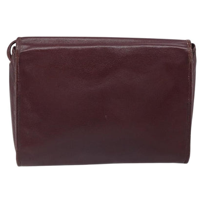 Christian Dior Flap Shoulder Bag Leather, BURGUNDY, LEATHER, Shoulder bag